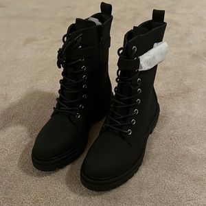 CentroPoint Women's Lace Up Combat Boots Low Heel Mid Calf Military Booties